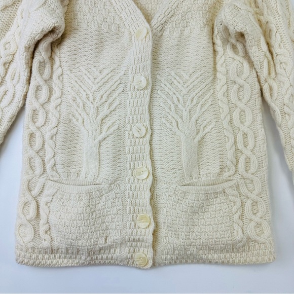 Kilronan Knitwear cream merino wool cardigan Womens Size XXS Irish knit sweater - Picture 2 of 9